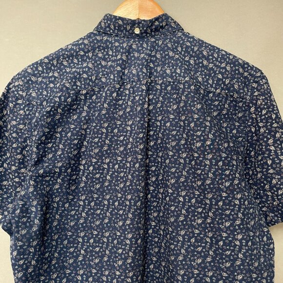 Kennington California Button-Down Shirt Men Calico Print Blue Short Sleeves XL - Picture 7 of 9